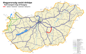 ソルノク - ケチケメート線の路線図