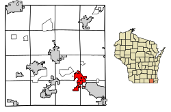 Location of Lake Geneva in Walworth County, Wisconsin.