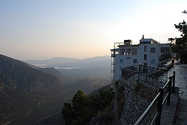 Village of Delphi, Pleistos Valley and the Gulf of Corinth in the background