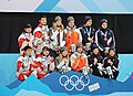 Mixed Team Medal Ceremony (from left to right): Japan, Norway, Russia