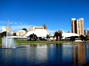 Adelaide Festival Centre from the north bank of the River Torrens.