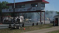 After a burnout; timer and timing booth at right