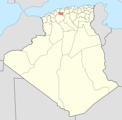 Map of Algeria highlighting Tissemsilt Province