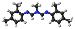 Ball-and-stick model of the amitraz molecule