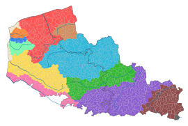 En jaune, le bassin versant de la Canche sur la carte du Nord-Pas-de-Calais.