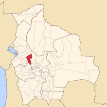 Highlighted map of La Paz in Inquisivi Province, Bolivia