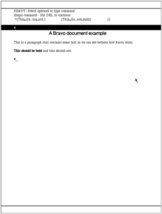 Screenshot of Bravo editing a document with two fonts and bold text.