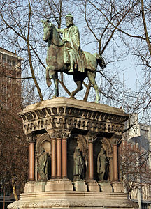 Statue équestre de Charlemagne à Liège, boulevard d'Avroy (1867).