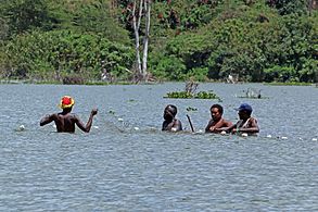 People fishing for tilapia Lake Naivasha, Kenya