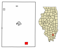 Location of Broughton in Hamilton County, Illinois.