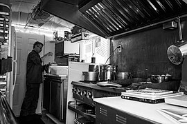 Inside a food cart