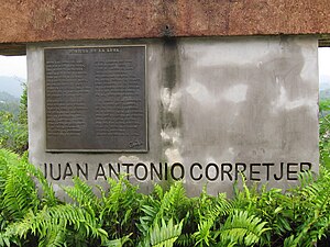 Juan Antonio Corretjer monument base at lookout in Ciales