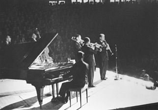 Louis Armstrong och Jack Teagarden, oktober 1949.