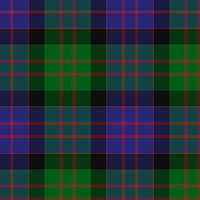 Clan MacDonald : Sur une Base du Clan Campbell, bleu et noir sont séparés par un filet rouge, et les bandes bleues et vertes sont augmentées d'une bande du même, bordée d'un filet simple et limitée d'un filet double (type R4 G2 R2 G32).