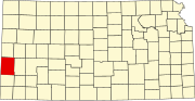 Map of Kansas highlighting Hamilton County