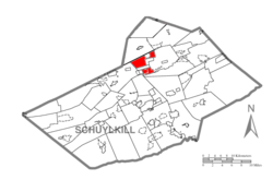 Map of Schuylkill County, Pennsylvania Highlighting West Mahanoy Township