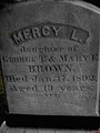 Mercy Brown gravestone in Chestnut Hill Baptist Church Cemetery