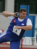 Miroslav Vodovnik Rang zehn mit 19,23 m