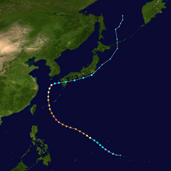 Trajectoire du cyclone Neoguri.