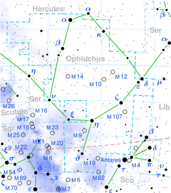 36 Ophiuchi is located in the constellation Ophiuchus