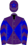 Purple, blue diabolo, chevrons on sleeves and star on cap