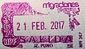 Peru: old entry stamp issued in 2017 at Puno land border crossing.