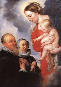 Pierre Paul Rubens, Vierge à l'enfant et portraits des donateurs Alexandre Goubau et son épouse Anne Antoni, vers 1604, huile sur bois.