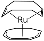 Struktur von (η4-1,5-Cyclooctadien)(η6-1,3,5-cyclooctatrien)ruthenium