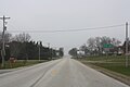 Looking west at the sign for School Hill