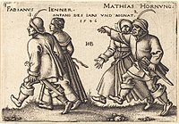 Peasant couples representing the months, from a set, 1545