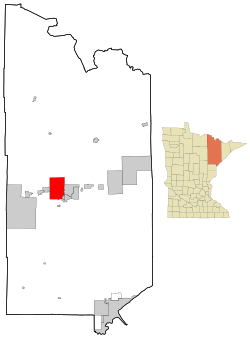Location of the city of Mountain Iron within Saint Louis County, Minnesota