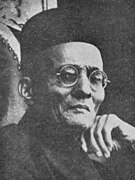 Vinayak Damodar Savarkar, during the Indian independence movement, who formulated the Hindutva philosophy and prominent member of the Hindu Mahasabha.