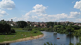 Łomża — panorama do lado do rio Narew