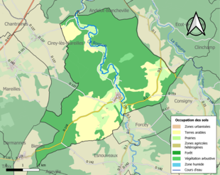 Carte en couleurs présentant l'occupation des sols.