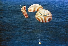 The Apollo 15 spacecraft splashed down safely despite a parachute failure. (NASA)