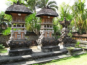 Balinese small familial house shrines to honor the households' ancestors in Indonesia