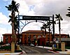 The arch sign at Robert J. Cabral Station in Stockton