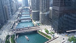 The Chicago River from above