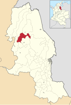 Location of the municipality and town of San Calixto in the Norte de Santander Department of Colombia.