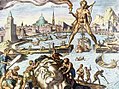 Colossus of Rhodes, imagined in a 16th-century engraving by Martin Heemskerck