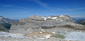 Le dôme de Pramecou en 2023 vu depuis le glacier de la Grande Motte au sud.