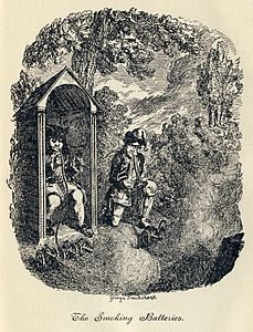 The Smoking Batteries at The Life and Opinions of Tristram Shandy, Gentleman, by George Cruikshank (edited by Adam Cuerden)