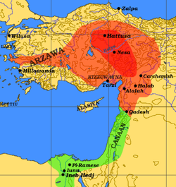 赫梯帝國最盛时疆土 （約公元前1290年）