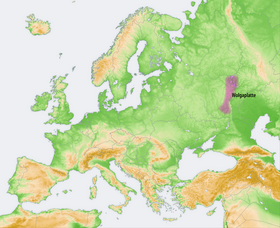 Carte de localisation du plateau de la Volga.