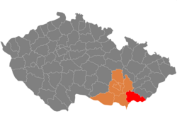 Location in the South Moravian Region within the Czech Republic