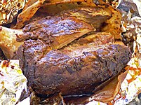 Mixiote meat, as being served in a restaurant