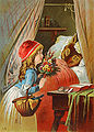 El Lobo Feroz disfrazado engaña a Caperucita, ilustración del alemán Carl Offterdinger de finales del siglo XIX.