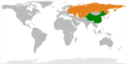 Map indicating locations of China and USSR