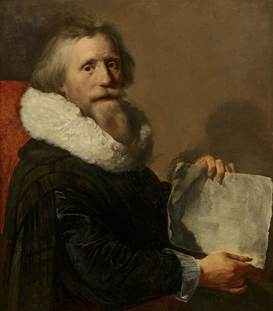 This self-portrait of Paulus Moreelse is gorgeously done, but why is he holding a blank piece of paper?