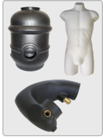 HDPE Tank, Polypropylene mannequin and a XLPE Tube